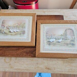 Andres Orpinas art geese in the barnyard vintage